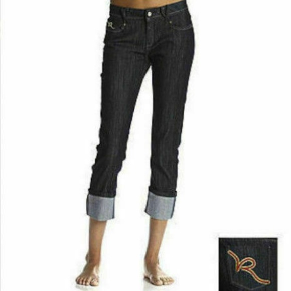 NWT ROCAWEAR Y2K Cuff Dark Wash Crop Jean Capri PLUS SIZE 18 - Picture 11 of 16